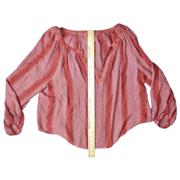 Free People Against All Odds Grommet Long Sleeve Balloon Sleeve Blouse Medium - Picture 3 of 13